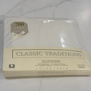 Vintage Springmaid Percale Cream Full Fitted Sheet JC Penney Classic Traditions